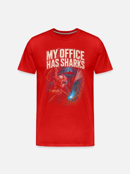 Underwater Welder My Office Has Sharks - Men's Premium Organic T-Shirt - red