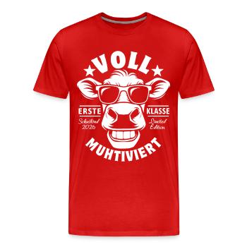 Voll Muhtiviert | Coole Kuh | Erste Klase - Männer Premium Bio T-Shirt - Rot - Vorne - Damien (186cm)