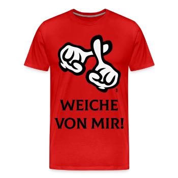 Weiche Von Mir! (Kreuz / Bibel / Religion / 2C) - Männer Premium Bio T-Shirt - Rot - Vorne - Damien (186cm)