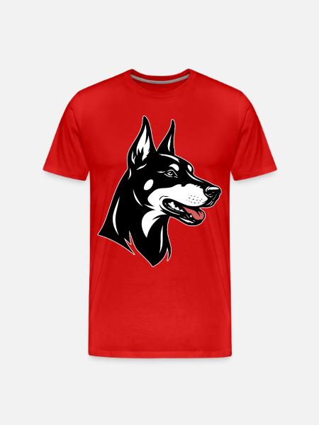 Dobermann Kopf seitlich - Männer Premium Bio T-Shirt - Rot