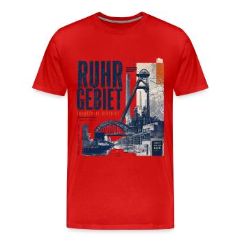 Ruhrgebiet Industrie Collage - Männer Premium Bio T-Shirt - Rot - Vorne - Damien (186cm)