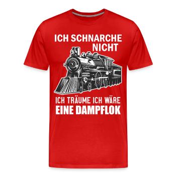 Ich Schnarche Nicht Ich Träume Ich Wäre Eine Lok - Männer Premium Bio T-Shirt - Rot - Vorne - Damien (186cm)