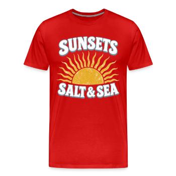 Coucher de soleil Sel et mer avec soleil coucher - T-shirt bio Premium Homme - rouge - Devant - Damien (186cm)
