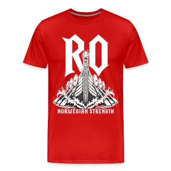 Ro! Ro! Ro Ro Norwegen Wikinger Schiff T-Shirt - Männer Premium Bio T-Shirt - Rot - Vorne - Damien (186cm)
