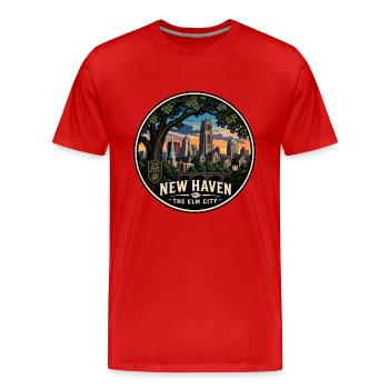 New Haven The Elm City Reise-Souvenir-Abzeichen - Männer Premium Bio T-Shirt - Rot - Vorne - Damien (186cm)