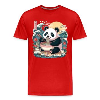 Kawaii Panda Ramen Lover Vagues d’anime mignonnes - T-shirt bio Premium Homme - rouge - Devant - Damien (186cm)