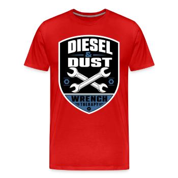 Diesel & Dust pour la mécanique et la mécanique - T-shirt bio Premium Homme - rouge - Devant - Damien (186cm)