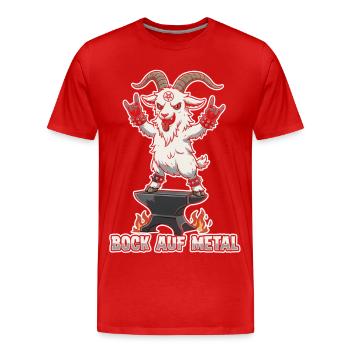 Bock auf Metal | Geiß auf Amboss, Heavy Metal - Männer Premium Bio T-Shirt - Rot - Vorne - Damien (186cm)
