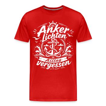 Anker lichten, Alltag vergessen - Männer Premium Bio T-Shirt - Rot - Vorne - Damien (186cm)