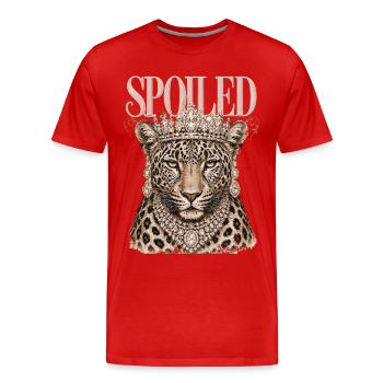 Léopard Gâté Couronne Diamants | Design Reine - T-shirt bio Premium Homme - rouge - Devant - Damien (186cm)