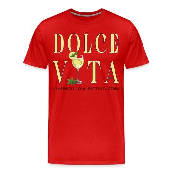 Dolce Vita Lemon Cocktail - Men's Premium Organic T-Shirt - red - Front - Damien (186cm)