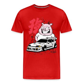Pig Drift JP JDM Auto - Männer Premium Bio T-Shirt - Rot - Vorne - Damien (186cm)