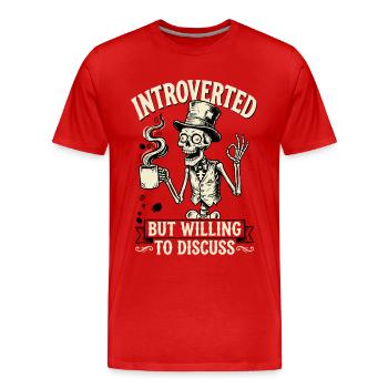 Humour introverti sur le squelette du café - T-shirt bio Premium Homme - rouge - Devant - Damien (186cm)