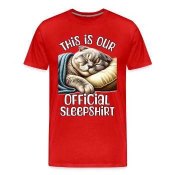Chemise de nuit pour chat à oreilles pliées - T-shirt bio Premium Homme - rouge - Devant - Damien (186cm)