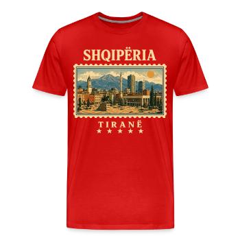 Albanien Tirana Vintage Reisemarke - Männer Premium Bio T-Shirt - Rot - Vorne - Damien (186cm)