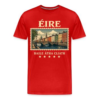 Irland Dublin Vintage Reisemarke - Männer Premium Bio T-Shirt - Rot - Vorne - Damien (186cm)