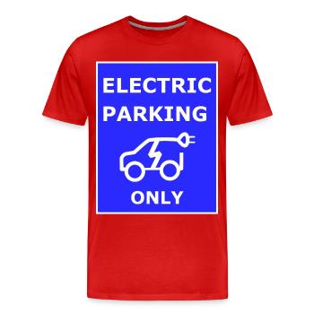 Panneau de stationnement électrique - T-shirt bio Premium Homme - rouge - Devant - Damien (186cm)