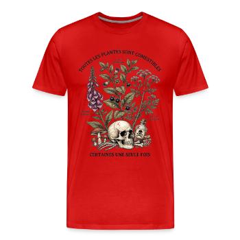 Herbier des Plantes Toxiques - T-shirt bio Premium Homme - rouge - Devant - Damien (186cm)