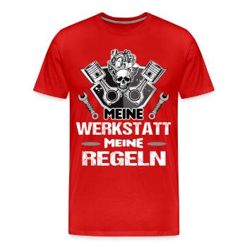 Meine Werkstatt Meine Regeln KFZ_Mechaniker - Männer Premium Bio T-Shirt - Rot - Vorne - Damien (186cm)