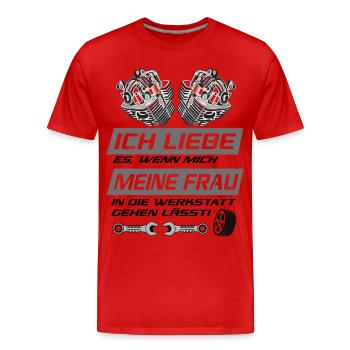 Ich liebe meine Frau – KFZ_Mechaniker - Männer Premium Bio T-Shirt - Rot - Vorne - Damien (186cm)