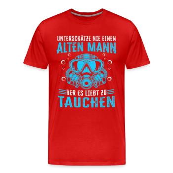 alten Mann der es liebt zu tauchen tauchen - Männer Premium Bio T-Shirt - Rot - Vorne - Damien (186cm)