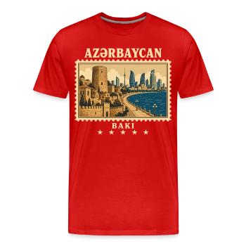 Aserbaidschan Baku Vintage Reisemarke - Männer Premium Bio T-Shirt - Rot - Vorne - Damien (186cm)