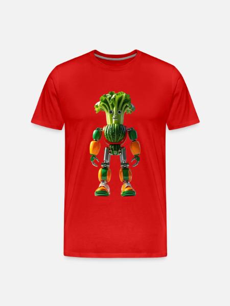 Farbenfroher Veggie-Roboter - Männer Premium Bio T-Shirt - Rot