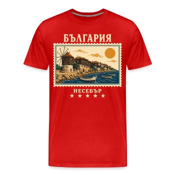Bulgarien Nessebar Vintage Reisemarke - Männer Premium Bio T-Shirt - Rot - Vorne - Damien (186cm)
