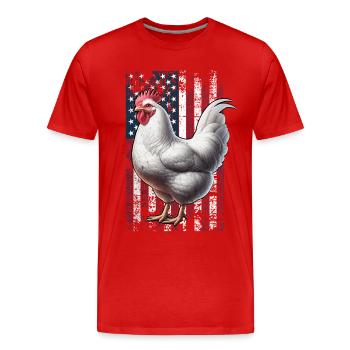 Poulet Leghorn Poulets Leghorn américains - T-shirt bio Premium Homme - rouge - Devant - Damien (186cm)