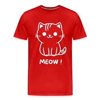 Dessin animé mignon du chat noir miaulant - T-shirt bio Premium Homme - rouge - Devant - Damien (186cm)