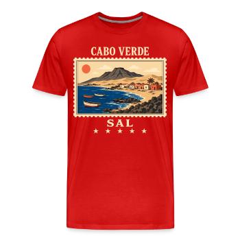 Kap Verde Sal Vintage Reisemarke - Männer Premium Bio T-Shirt - Rot - Vorne - Damien (186cm)