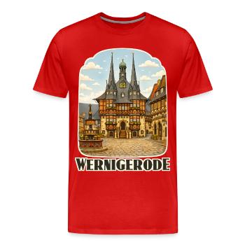 Wernigerode - Männer Premium Bio T-Shirt - Rot - Vorne - Damien (186cm)