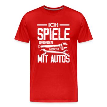 Ich Spiele Immer Noch Mit Autos Schrauber Tuning - Männer Premium Bio T-Shirt - Rot - Vorne - Damien (186cm)