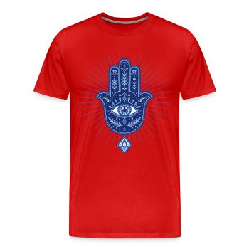Spiritualité Géométrie sacrée Symbole Hamsa - T-shirt bio Premium Homme - rouge - Devant - Damien (186cm)