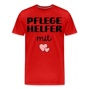 Pflegehelfer - Männer Premium Bio T-Shirt - Rot - Vorne - Damien (186cm)