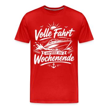 Volle Fahrt voraus ins Wochenende - Männer Premium Bio T-Shirt - Rot - Vorne - Damien (186cm)