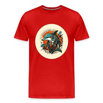 Dresscode: Anzug – Eleganter Pop-Art-Delfin - Männer Premium Bio T-Shirt - Rot - Vorne - Damien (186cm)