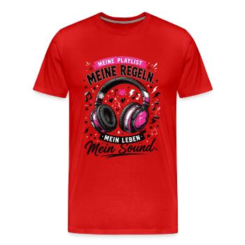 Meine Playlist Meine Regeln Mein Leben Mein Sound - Männer Premium Bio T-Shirt - Rot - Vorne - Damien (186cm)