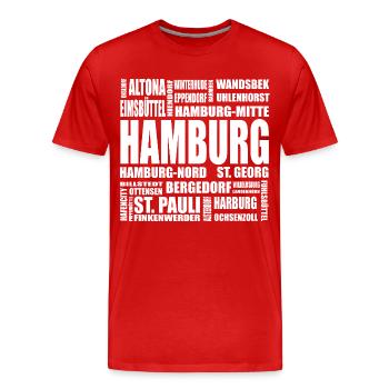 Hamburg auf einen Blick – von Altona bis Wandsbek - Männer Premium Bio T-Shirt - Rot - Vorne - Damien (186cm)