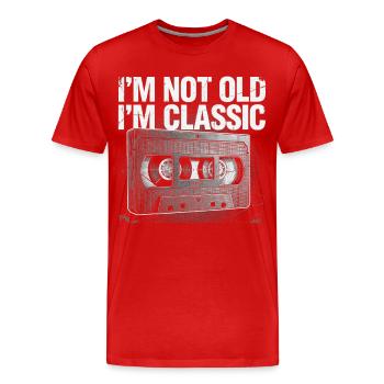 Pas vieux, je suis une cassette classique - T-shirt bio Premium Homme - rouge - Devant - Damien (186cm)