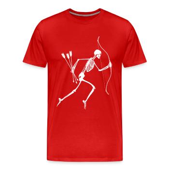 Skelett Bogenschießen Pfeil und Bogen Shirt - Männer Premium Bio T-Shirt - Rot - Vorne - Damien (186cm)