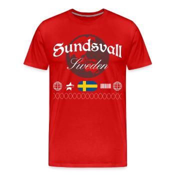 Sundsvall Suède Streetwear Souvenir de voyage - T-shirt bio Premium Homme - rouge - Devant - Damien (186cm)