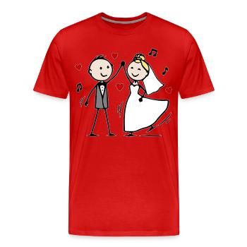 Danse de dessins animés pour un couple de mariage - T-shirt bio Premium Homme - rouge - Devant - Damien (186cm)