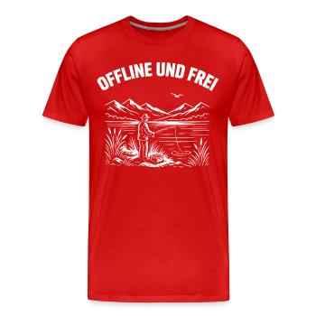 Offline und Frei - Männer Premium Bio T-Shirt - Rot - Vorne - Damien (186cm)