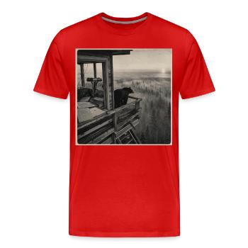 Forêt de brouillard d’ours de la faune Crime animal vintage - T-shirt bio Premium Homme - rouge - Devant - Damien (186cm)