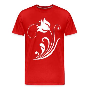 Fleur blanche étrange - T-shirt bio Premium Homme - rouge - Devant - Damien (186cm)