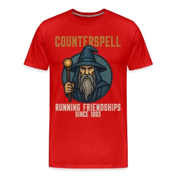 Contre-sort : Amitiés courantes depuis 1993 - T-shirt bio Premium Homme - rouge - Devant - Damien (186cm)