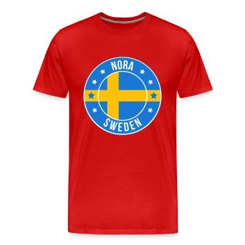 Nora Sweden Emblem Kreisflaggen-Design - Männer Premium Bio T-Shirt - Rot - Vorne - Damien (186cm)
