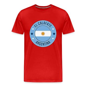 Patagonian Flag Badge: El Calafate - Men's Premium Organic T-Shirt - red - Front - Damien (186cm)
