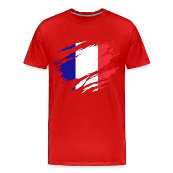 Drapeau de la France - Drapeau France  - T-shirt bio Premium Homme - rouge - Devant - Damien (186cm)